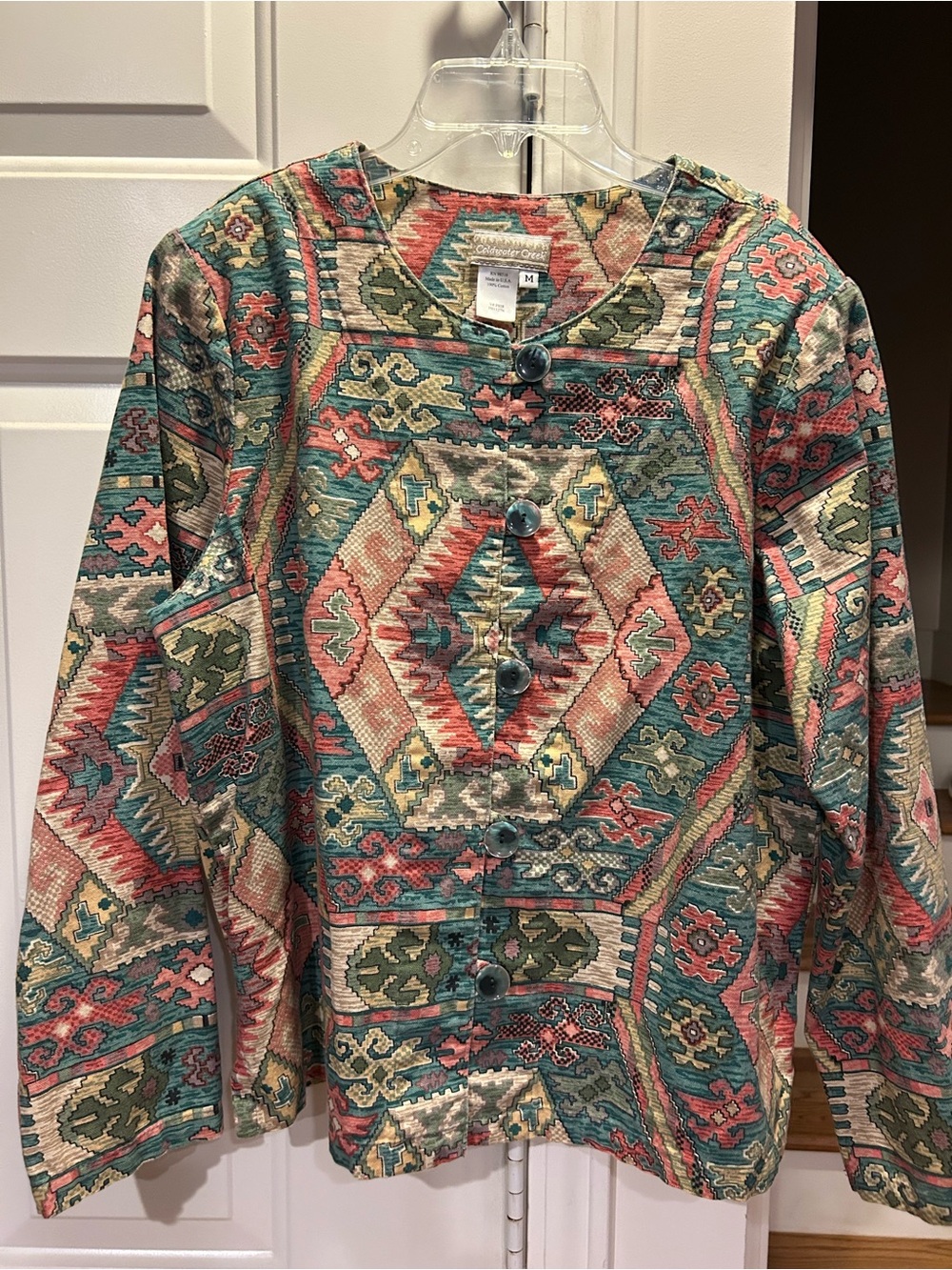 Vintage 90s Coldwater Creek Geometric Southwestern Boho Tapestry Jacket M